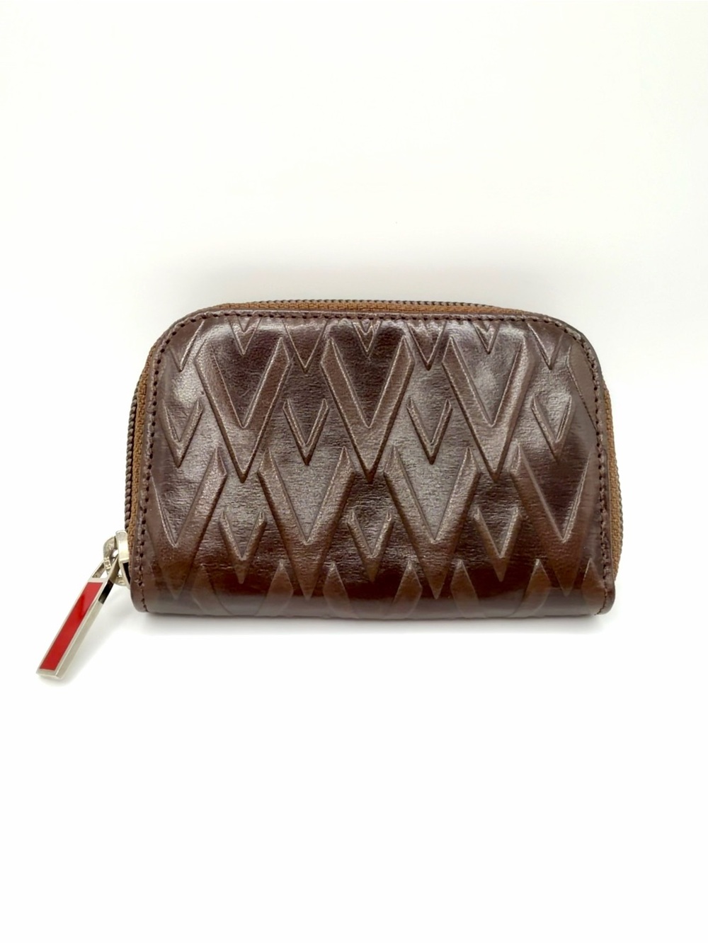 Valentino Garavani Portachiavi 6 Gianci Brown Quilted Leather key card holder